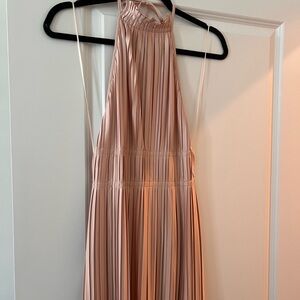 Elegant Pleated Halter Dress With Unique Back